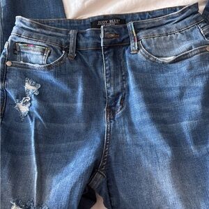 Judy Blue Rainbow Stitch Womens Distressed Skinny Denim Jeans 7/28